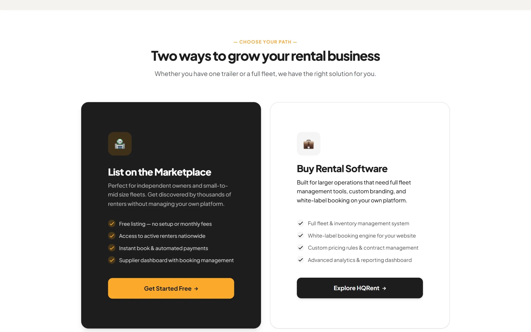 Two ways to grow: list on the marketplace, or buy the rental software