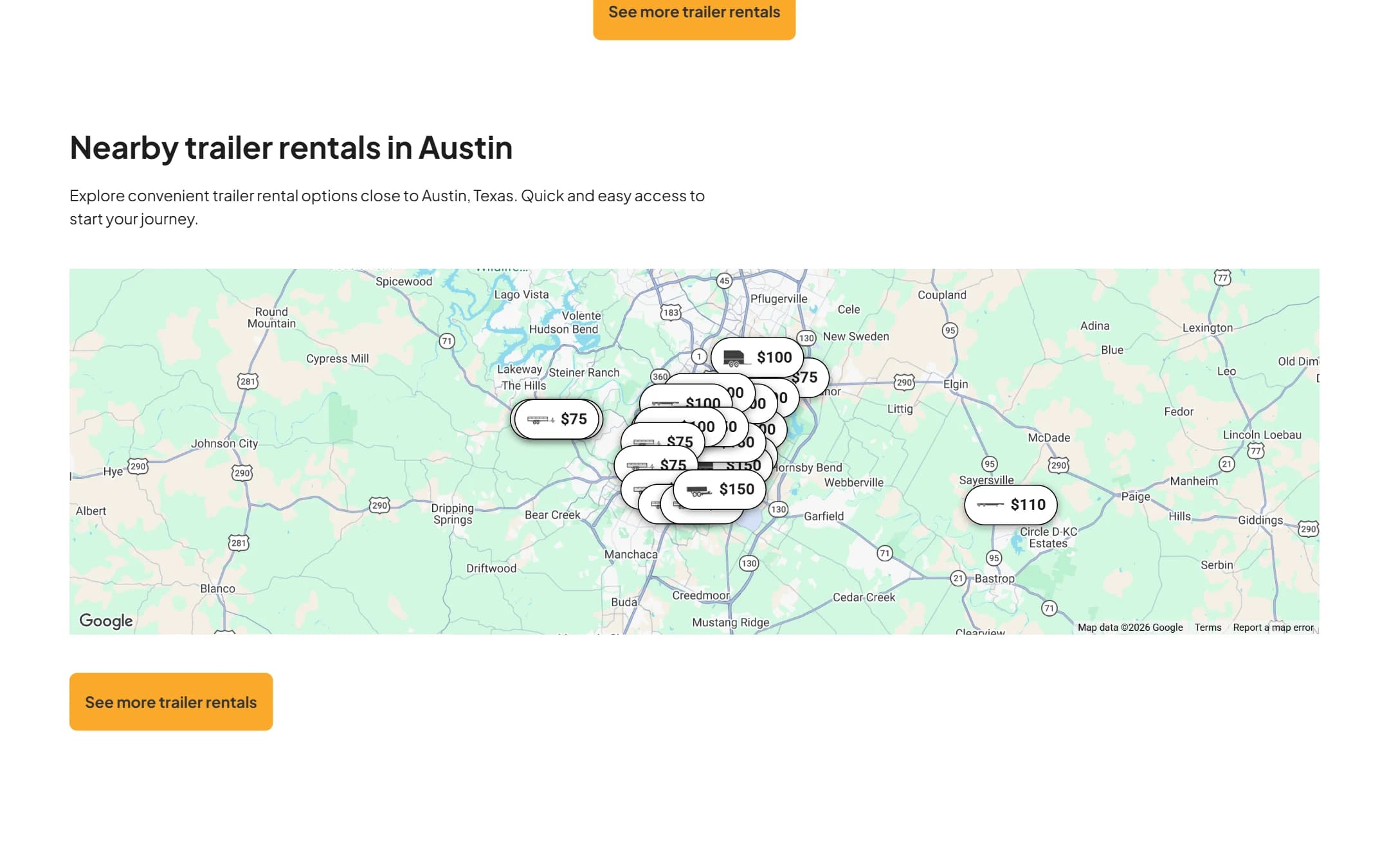 Nearby city links that connect the landing pages into a crawlable graph