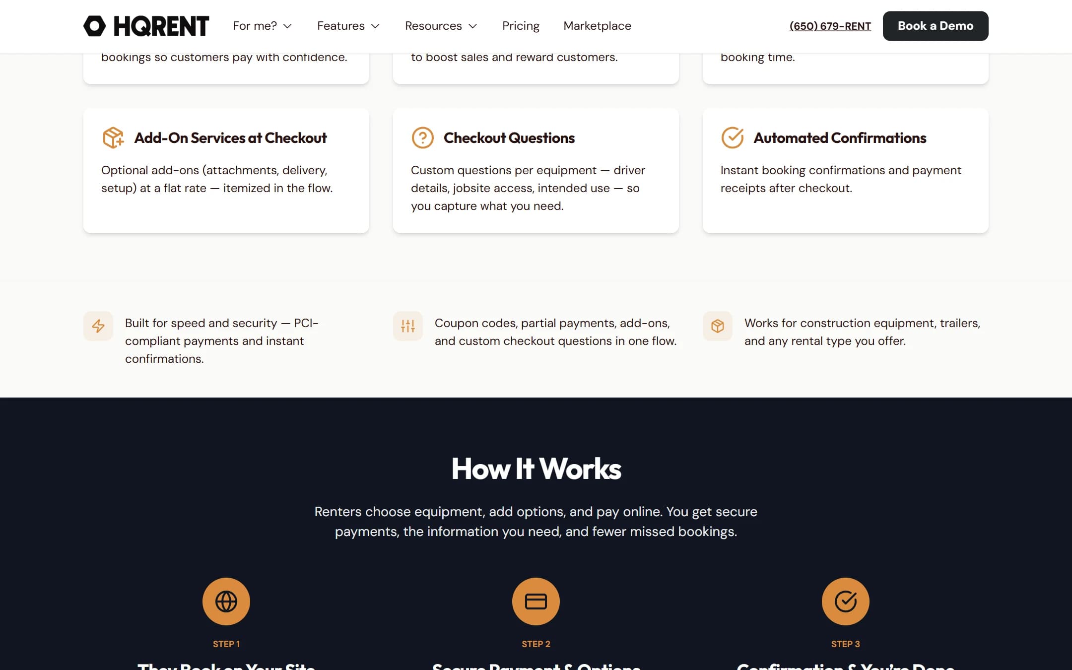 The online checkout flow: dates, options, and payment in a single sequence