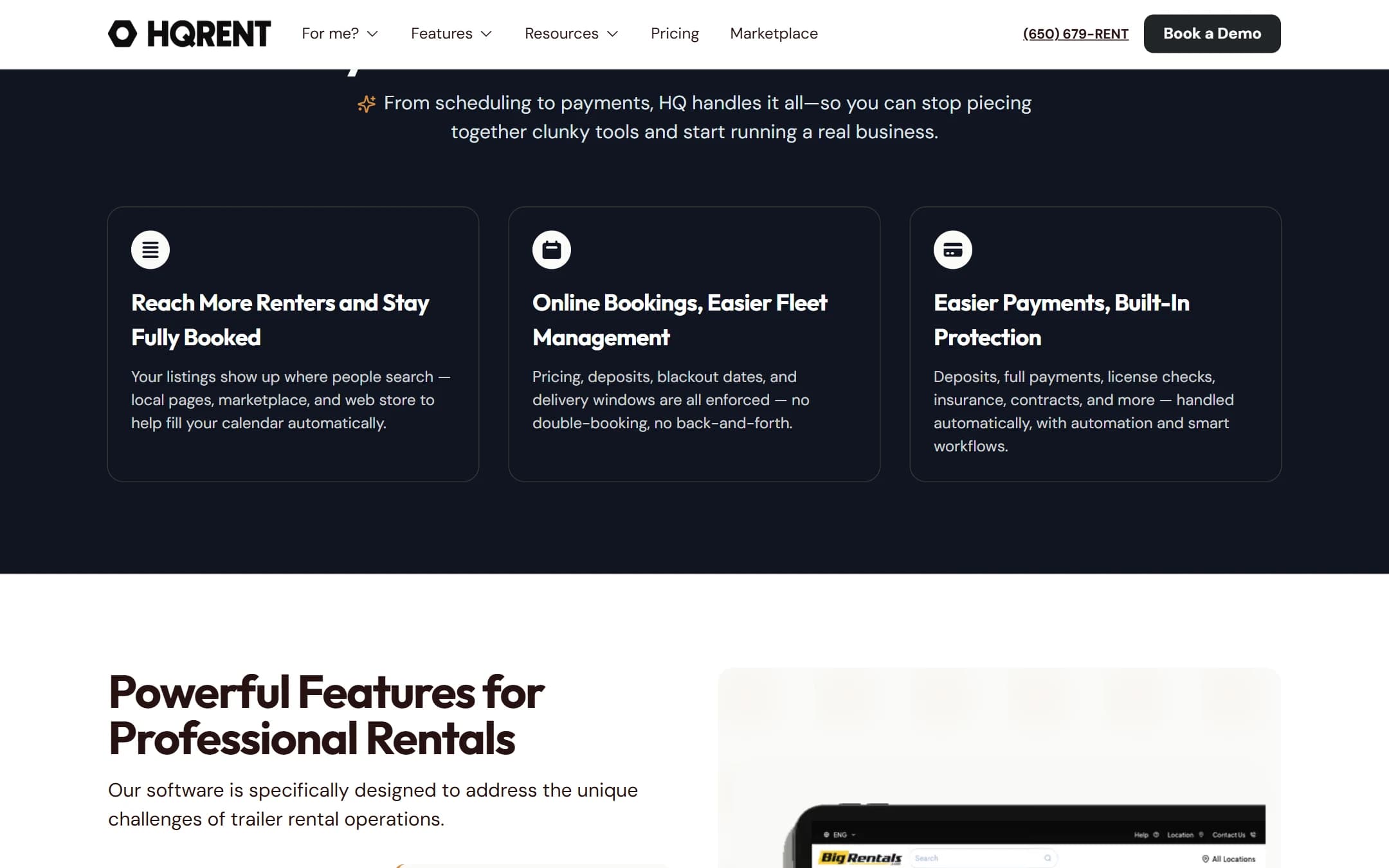 HQRent positioning: run your entire rental business from one HQ