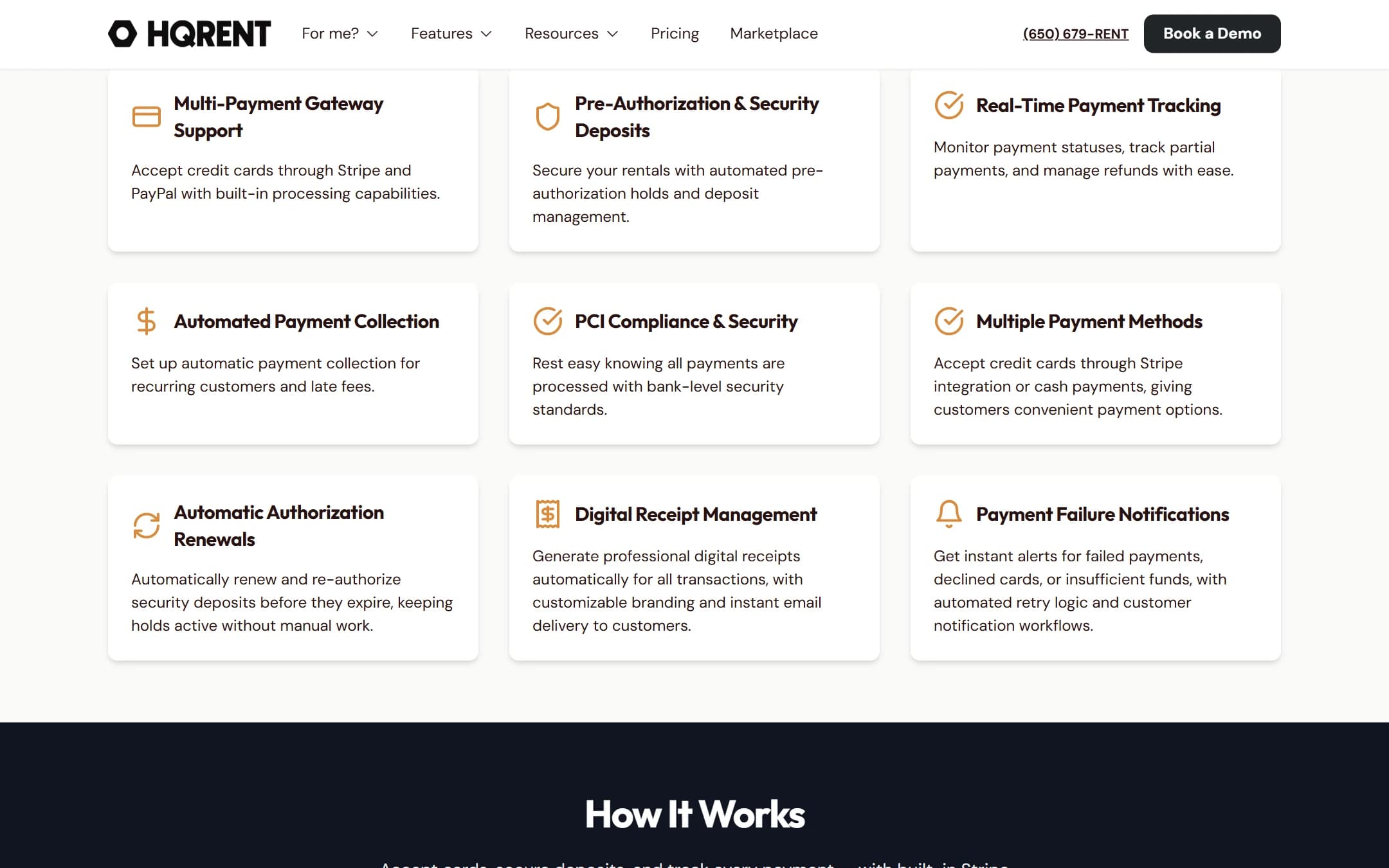 The HQRent payments feature with integrated processing