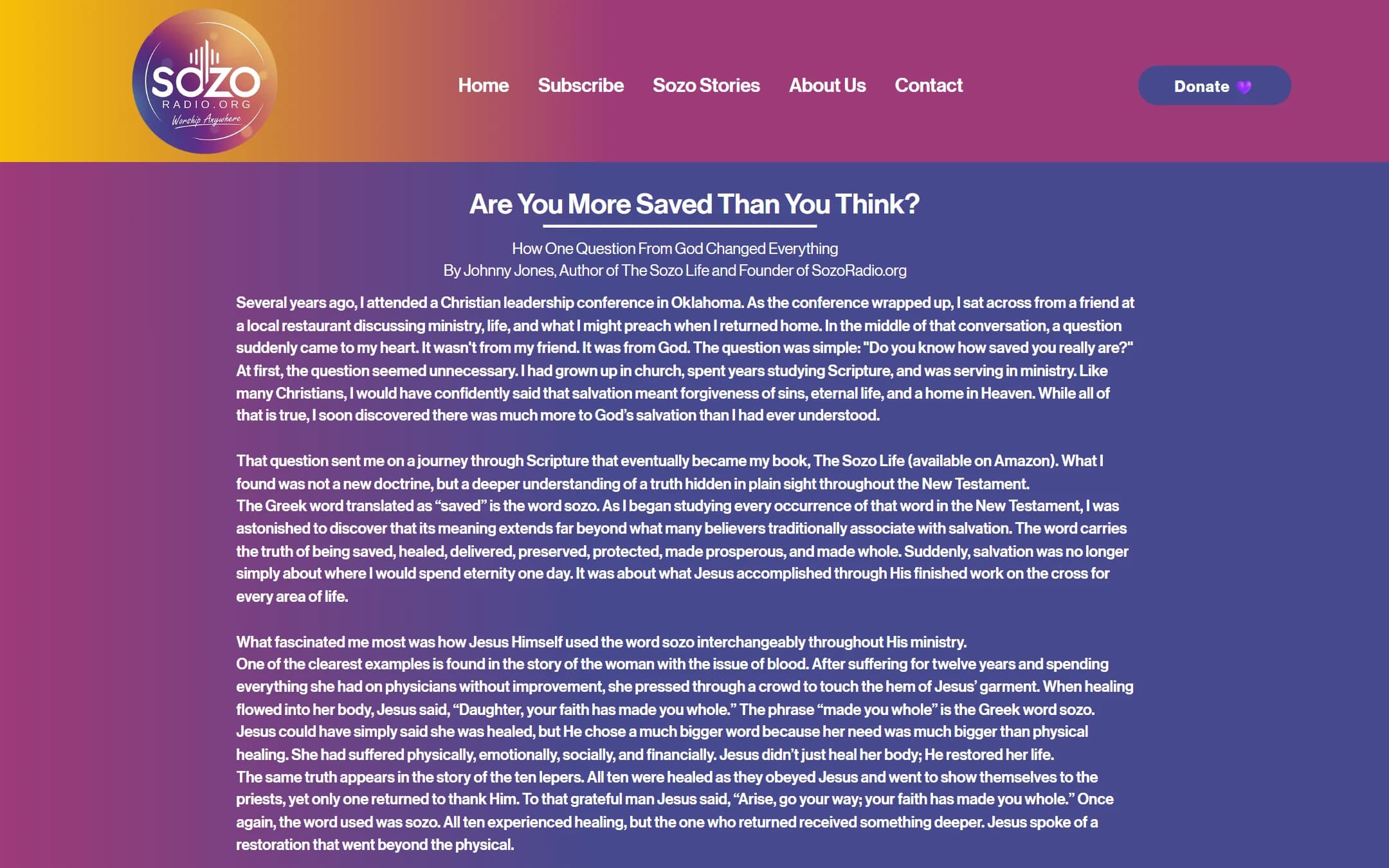 The About Us page introducing SOZO Communications and its founder