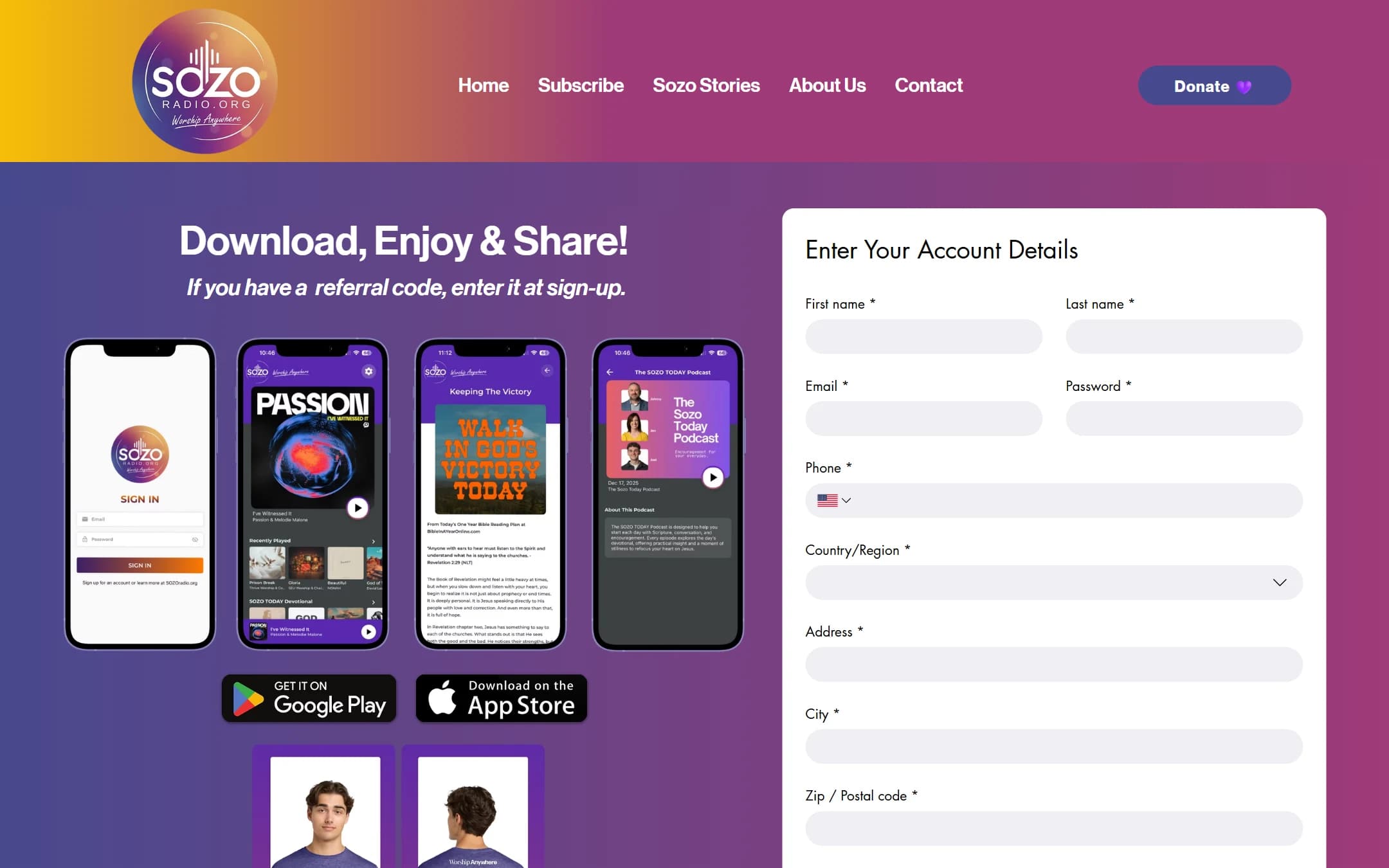 The subscribe page with the free trial call to action